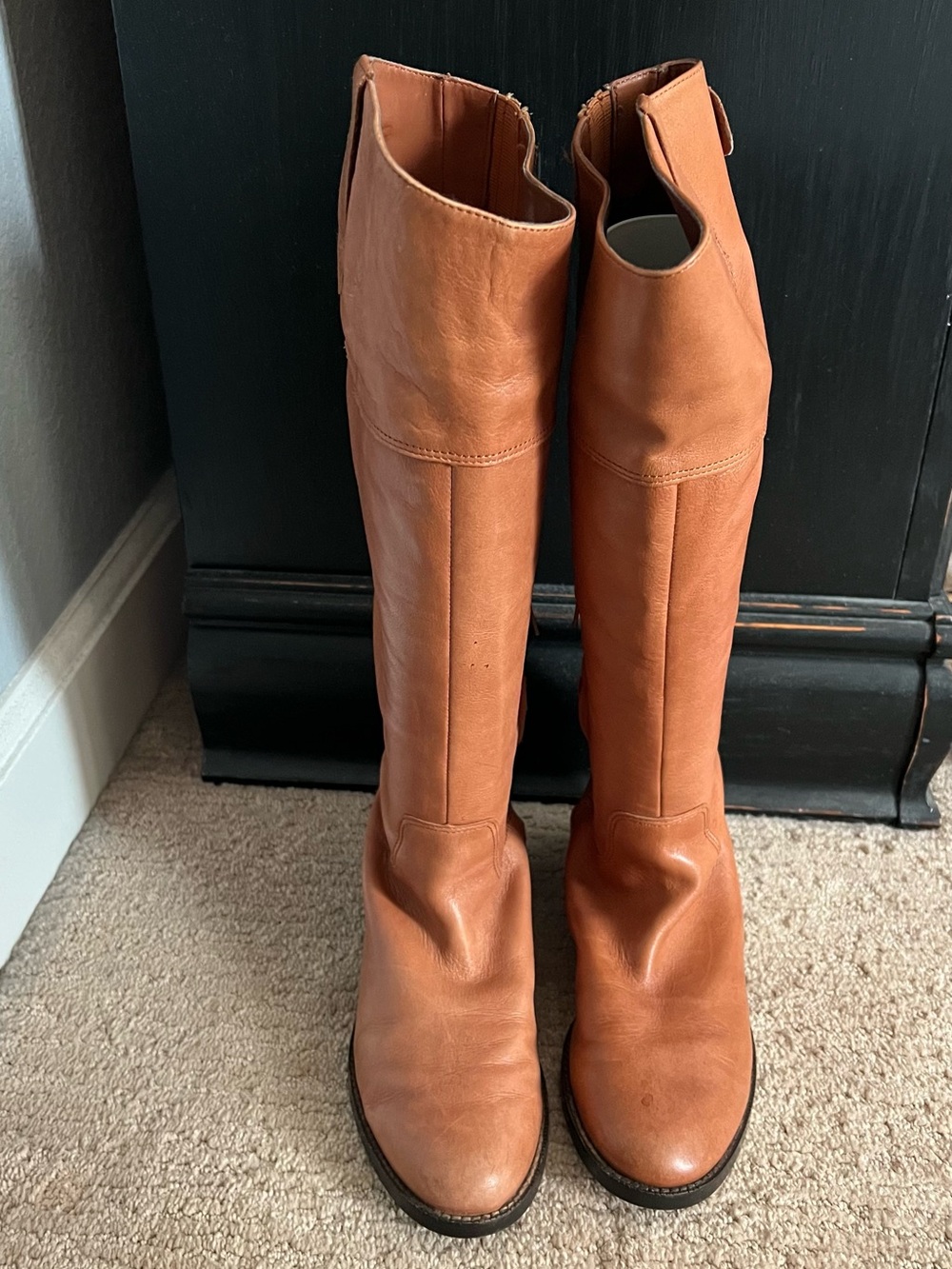 Lauren Ralph Lauren Tall Leather Over-the-Knee Boots in Cognac Brown